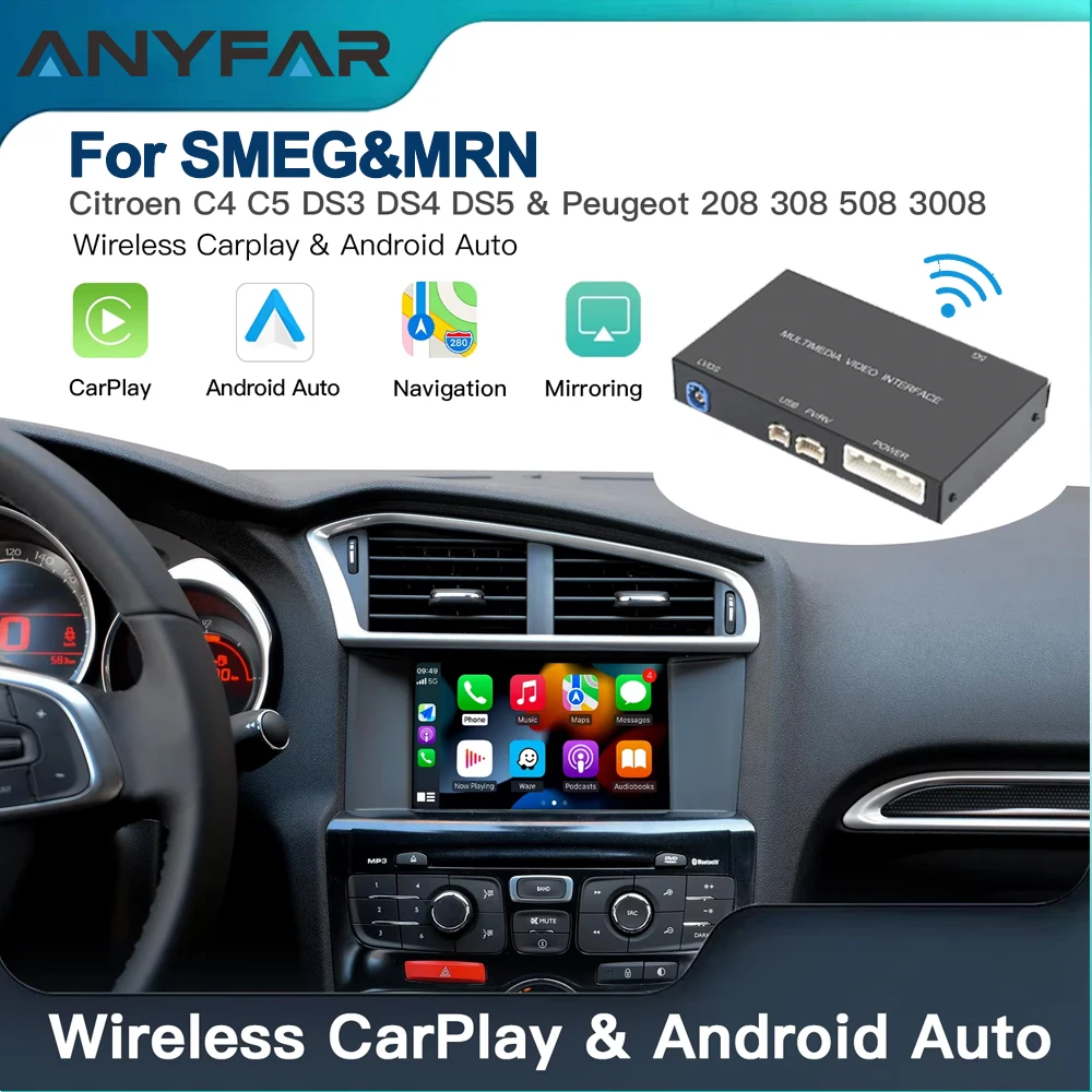 Drahtlose Carplay Android Auto Passt Für Peugeot & Citroren SMEG & MRN NAC 208 308 508 3008 & C4 DS3 DS4 DS5 Reverse Kamera Image