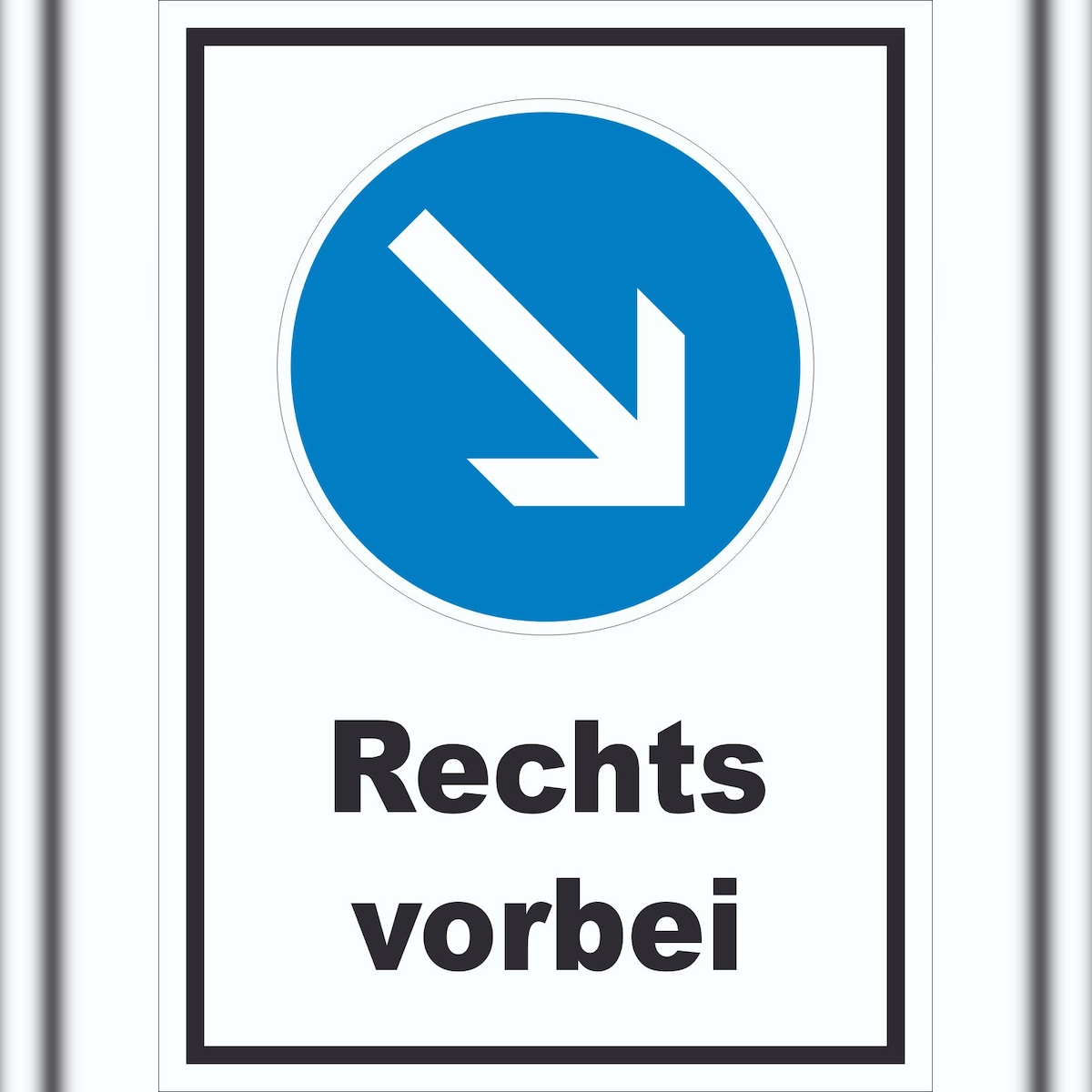 HB-Druck Schild Vorgeschriebene Vorbeifahrt rechts A4 Rückseite selbstklebend Image