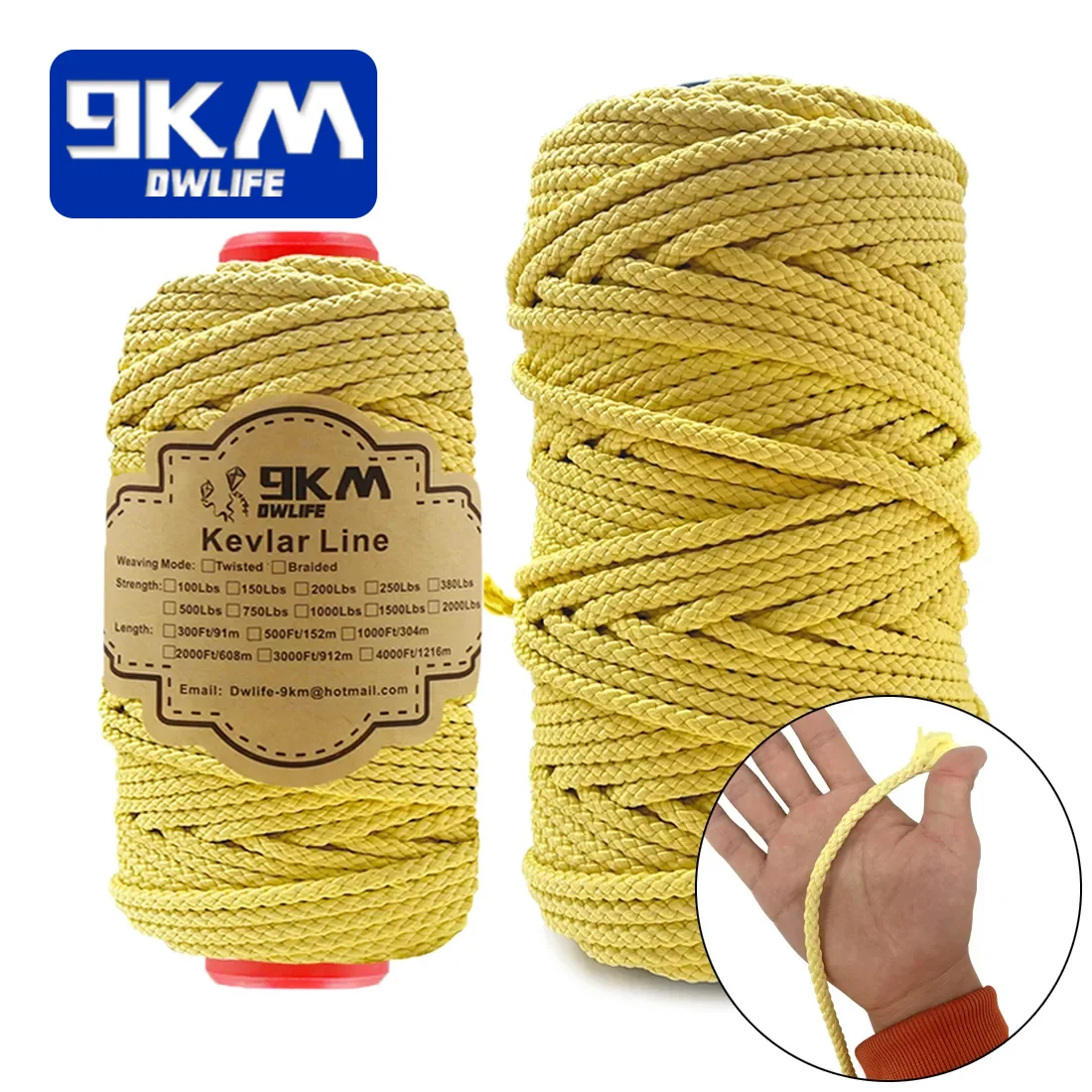 Kevlar-Schnur, 1,6–6,8 mm, hochfest, schnittfest, für Camping, Wandern, Seil, Modellrakete, Paracord-Schnur, Angelunterstützung, 400–5000 lbs Image