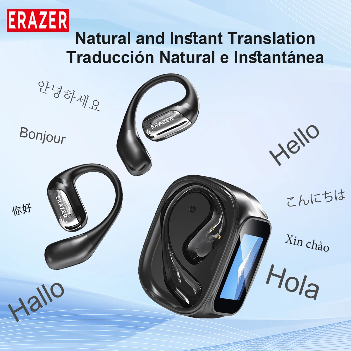 ERAZER XF35 Übersetzer Kopfhörer Drahtlose Kopfhörer Voll-Farbe TouchScreen LED Digital Display Kopfhörer ASMR Headset APP Image