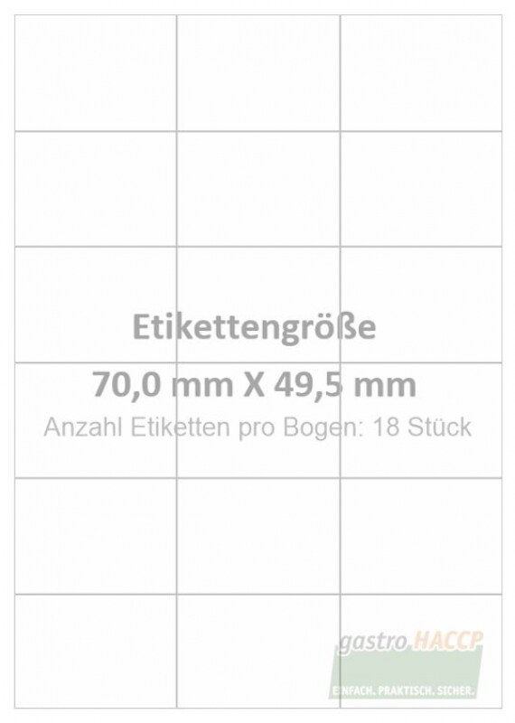 Wasser auflösbare Etiketten 70,0 x 49,5 mm(Anzahl Bögen /VPE: 25) Image