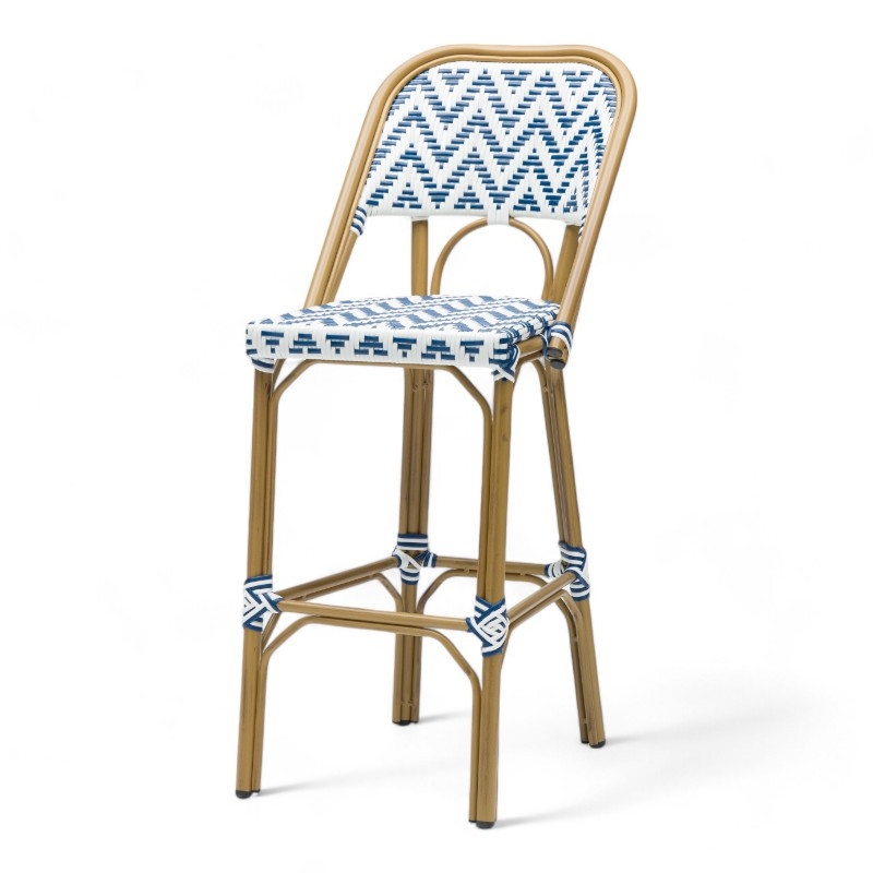 Bistromania Barhocker ALMA - Blau-weißes Geflecht Image
