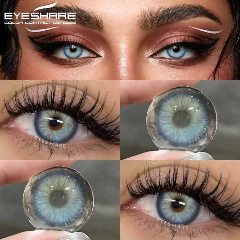 EYESHARE 2 Stück natürliche Farbkontaktlinsen für Augen, blaue Linsen, Colorcon koreanische Linsen, jährliches Schönheits-Make-up, braune Augenkontakte Image