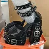LAIGZEM Frauen Plattform Pumpen Nieten Chunky High Heels Sandalen Zurück Zipper Cosplay Gothic Damen Schuhe Frau Plus Größe 41 45 52