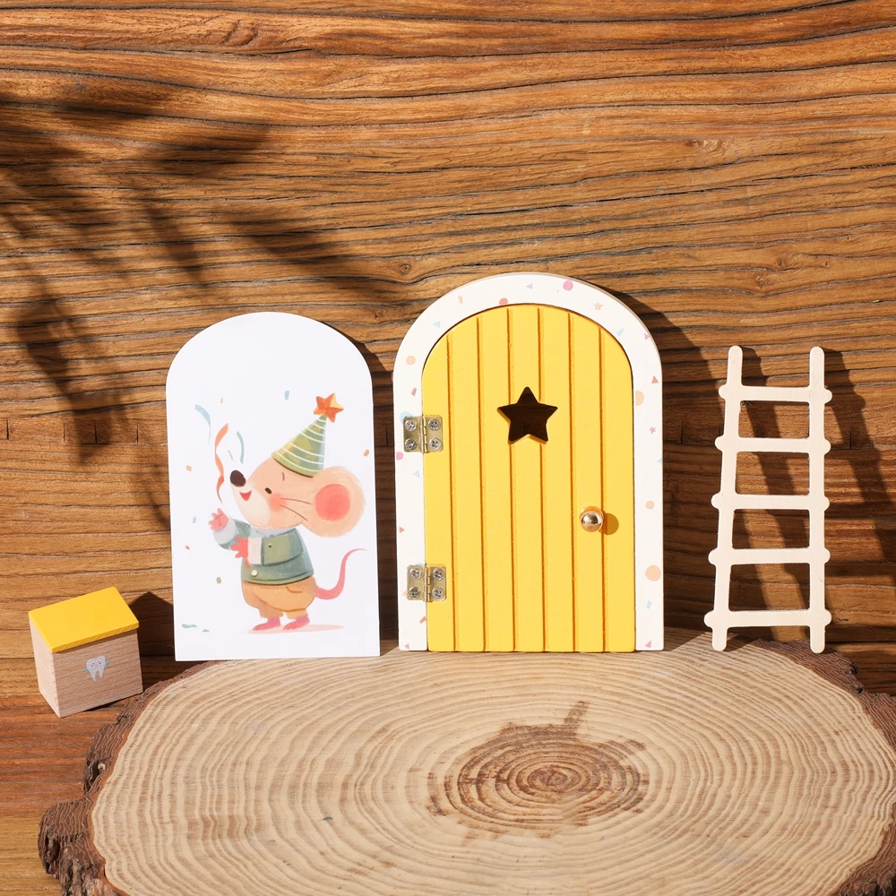 Baby Room Wooden Miniature Dollhouse Mini Home Fairy Elf Door Decorations Wood Wall Ornaments Outdoor Yard Garden Decor Craft