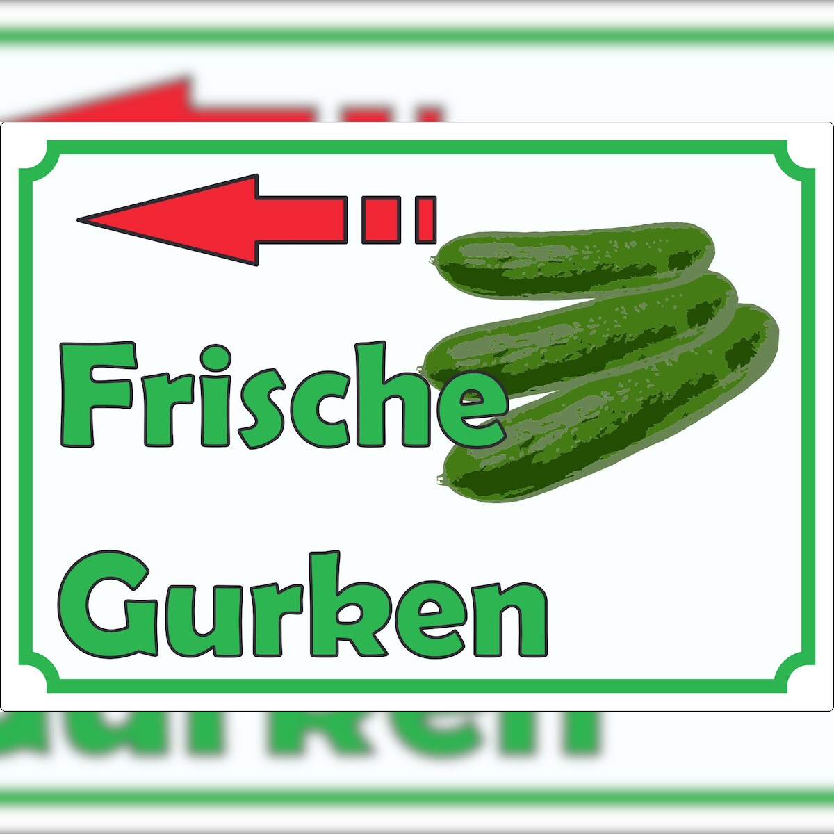 HB-Druck Frische Gurken Werbeaufkleber Aufkleber mit Pfeil nach links A9 (37x52mm)