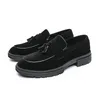 Herren-Loafer aus schwarzem Wildleder, große Größe 46, Quaste, Herren-Lederschuhe, bequeme Business-Freizeitschuhe für Herren, Slip-on-Mokassins, elegant