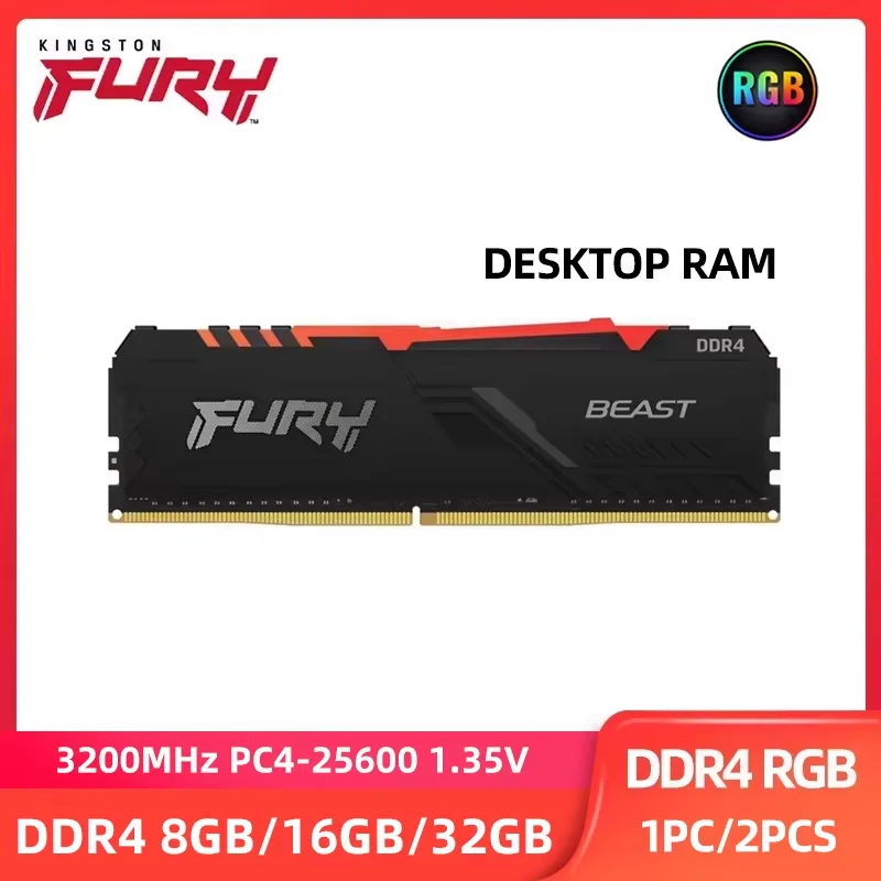 Kingston FURY RGB RAM DDR4 8 GB 16 GB 32 GB 3200 3600 MHz DIMM XMP Memoria Ram 288 Pin 1,2 V für Desktop Image