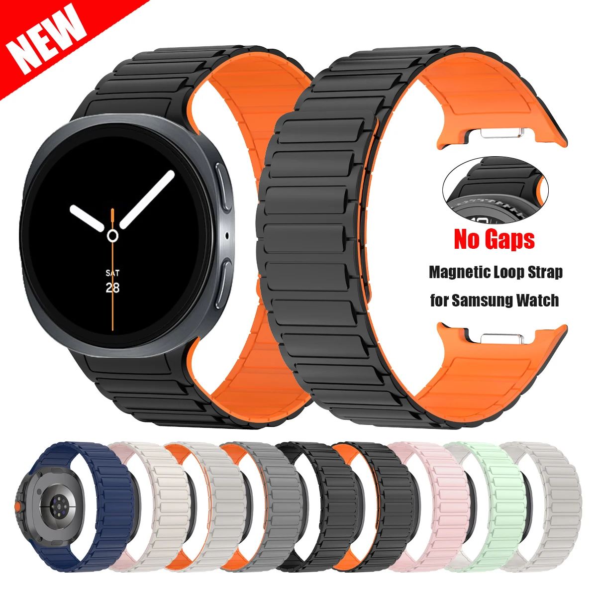 Keine Lücken Armband für Samsung Galaxy Watch 8 40 mm 44 mm Magnetisches Silikonband für Galaxy Watch 8 Classic 46 mm Sportarmband Correa Image
