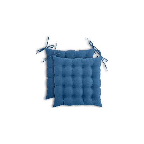 wometo 2er Set Sitzkissen Stuhlkissen 40x40 OEKO-TEX - türkis blau Sitzauflage Bank Polster Sitzpolster mit Bändern / Schleife, Indoor / Outdoor