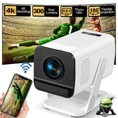 ThundeaL PG310 4K Android Projector 300 ANSI WiFi6 BT5.4 Short Throw Portable Mini for Home Theater Outdoor Movie PK HY320 Mini