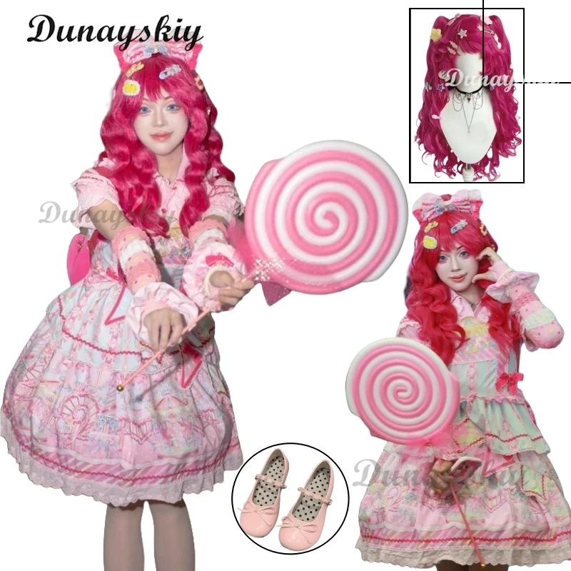 Pinkie Pie Cosplay Kostüme Perücke Schuhe Anime Sweet Lolita Candy Vergnügungspark JSK Kleider Kawaii Mädchen Dress Up Party Anzüge