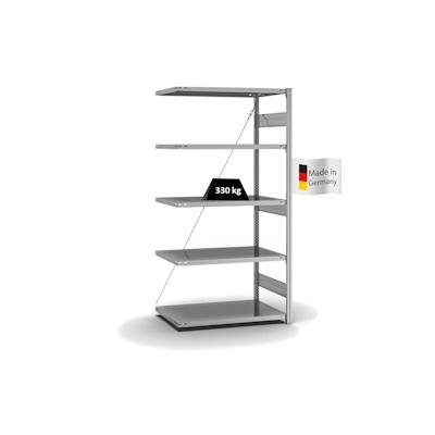 PROREGAL Fachbodenregal Stecksystem | Anbauregal | HxBxT 200x100x60cm | 5 Ebenen | Fachlast 330 kg | Einseitig nutzbar | Verzinkt Image