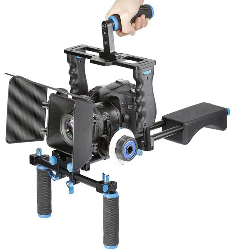 Rig Schulter Video Kamera Stabilisator Unterstützung Käfig/Matte Box/Follow Focus Für Kamera Camcorder Schulter Halter Ausrüstung Image
