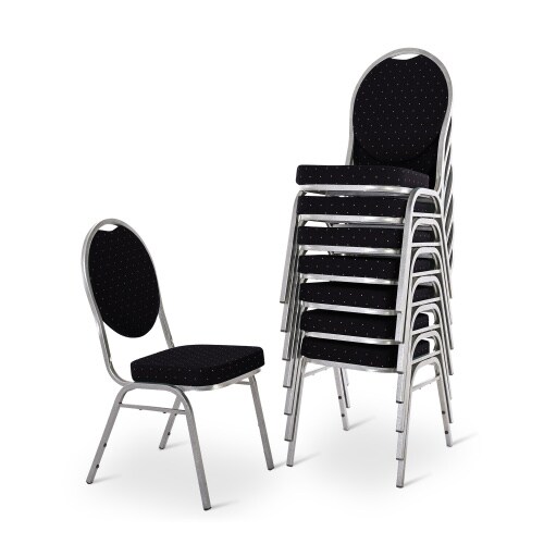 Stapelstuhl 8er-Set, Bankettstuhl stapelbar & gepolstert, Silber/Schwarz, robust, mit stabilem Stahlrahmen | Raburg Vienna Image
