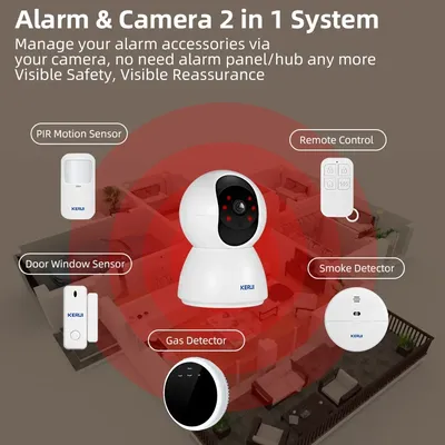 KERUI Multifunktions 3MP Kamera Alarm System Home Security Surveillance Kit mit Bewegungsmelder Türsensor APP Fernbedienung
