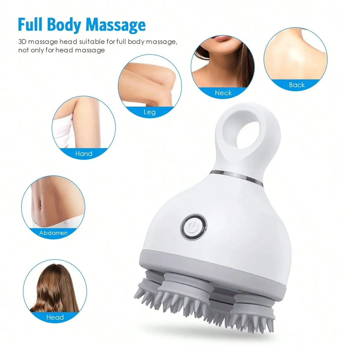 Elektrisches Kopfhautmassagegerät, mit Knet- und Massageknoten, zur Druckentspannung und Tiefenreinigung der Kopfhaut verwendet Image