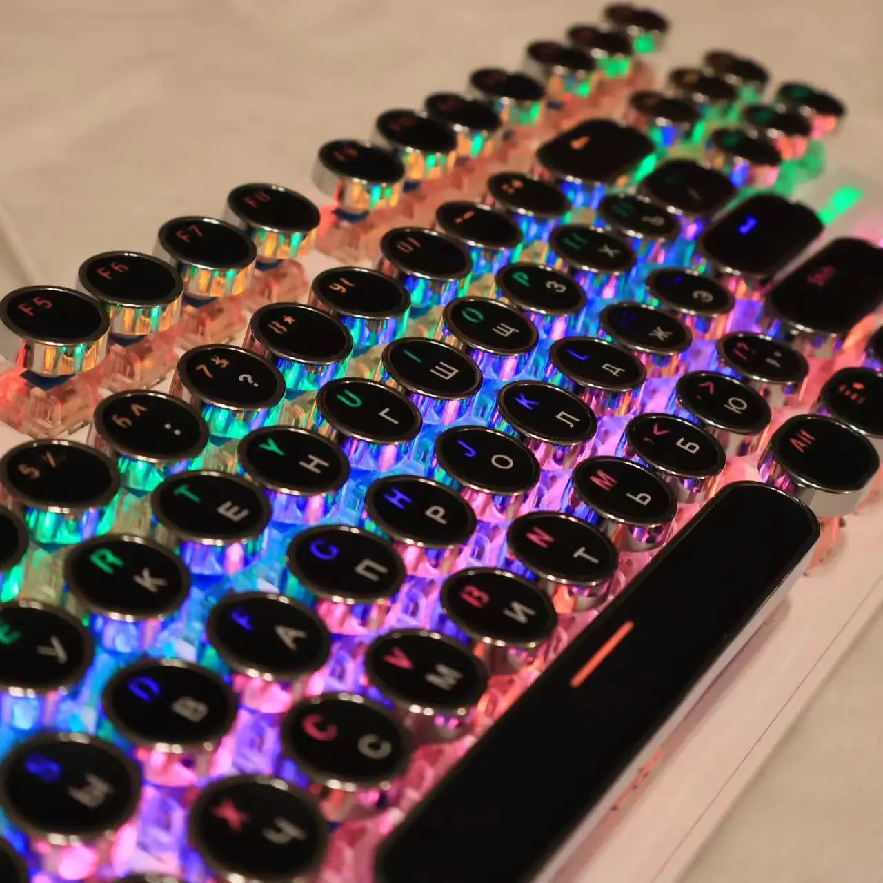 104-Tasten-Russische Tastenkappen, koreanisch, spanisch, universelle runde Tastenkappe, PBT für mechanische Cherry MX-Tastatur, hintergrundbeleuchtetes Design, hochwertig Image