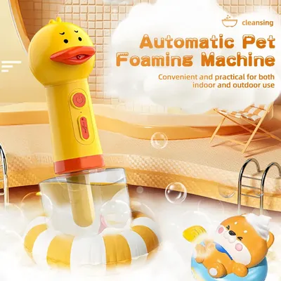 Electric Dog Shampoo Dispenser Dog Shampoo Sprayer Duck Shampoo Foamer for Pet, Foaming Soap Dispenser for Bathtub, Kitchen Sink