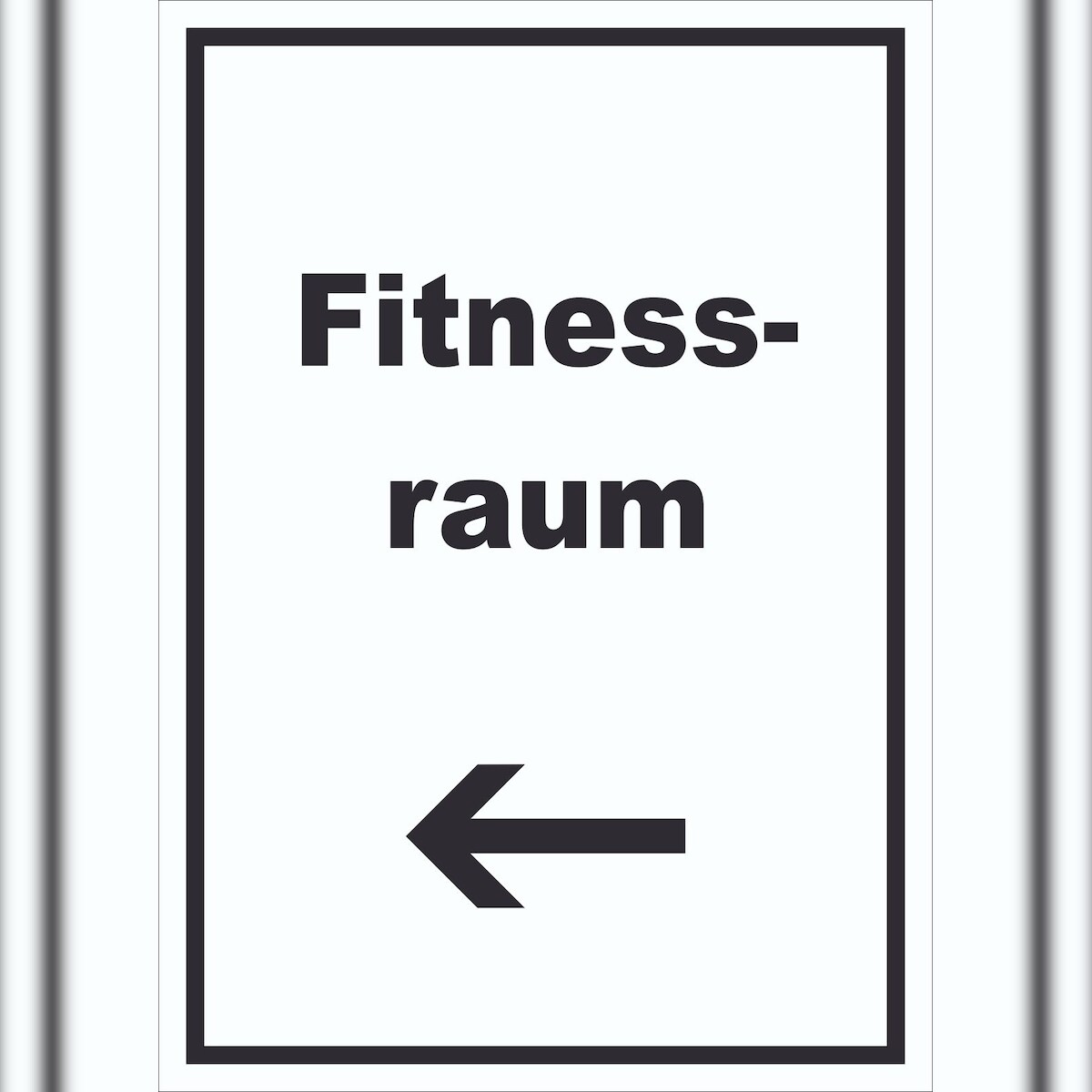 HB-Druck Fitnessraum Schild mit Text und Richtungspfeil links Sport Fit hochkant A4 Rückseite selbstklebend Image