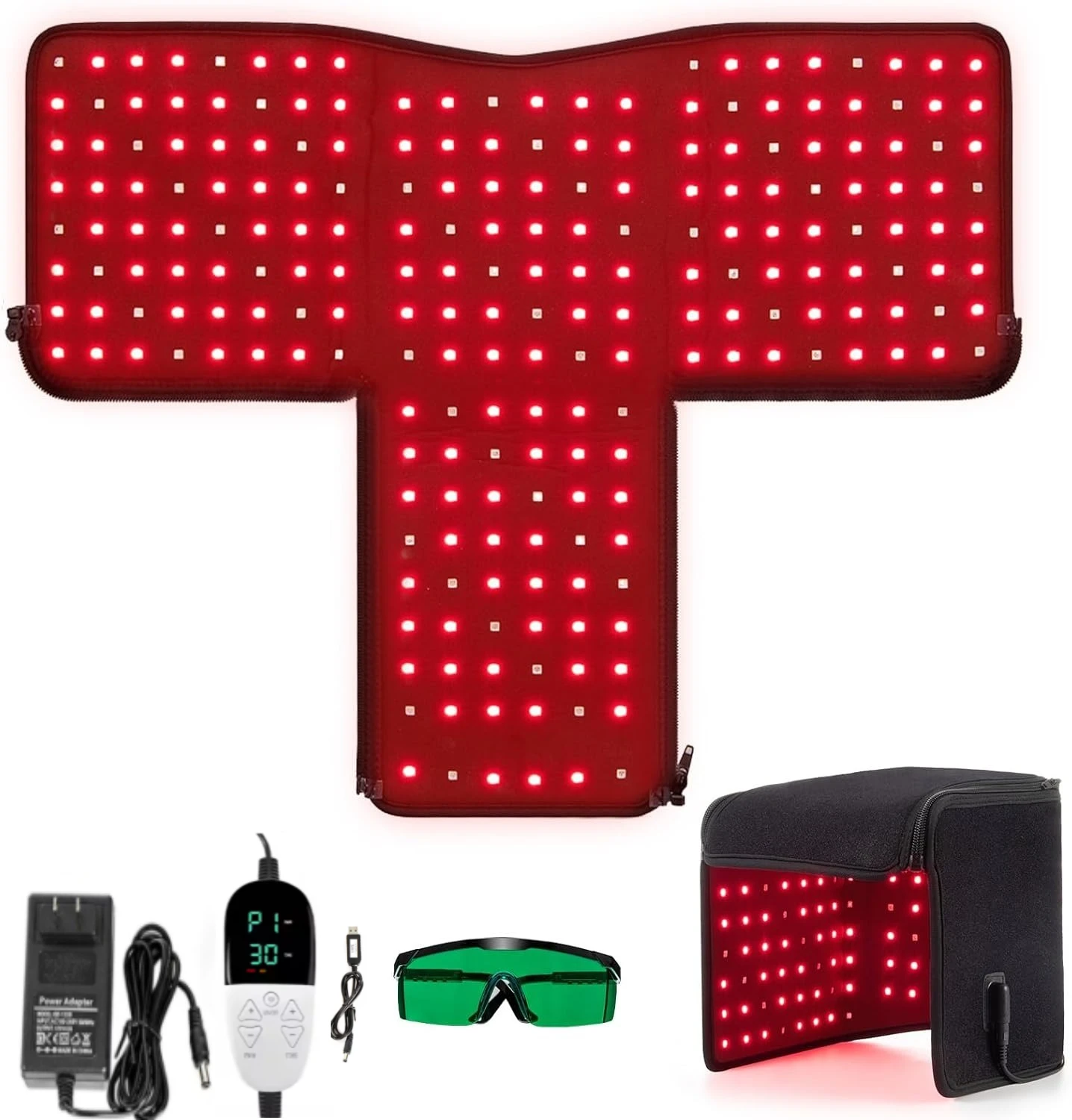 Rotlichttherapie-Hut mit Controller, 660 und 850 nm, rotes und infrarotlicht, um Haarausfall zu verhindern, Nachwachsen der Haare, Kappe, Nacken und Rücken, Polsterfolie Image