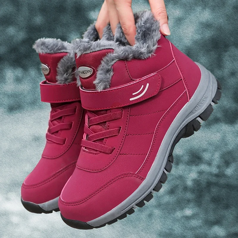 Schneestiefel für Damen, 2025, neuer Modetrend, Winter, dicke Fleece-Stiefel, dicke Sohle, warme kurze Stiefel, Plateaustiefel, Damenstiefel