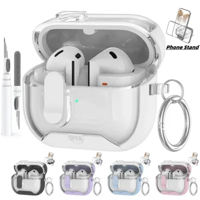 Secure Lock Case for Samsung Galaxy Buds 3/3Pro Case with Phone Stand Protective Case with Cleaner Kit for Samsung Galaxy Buds 3
