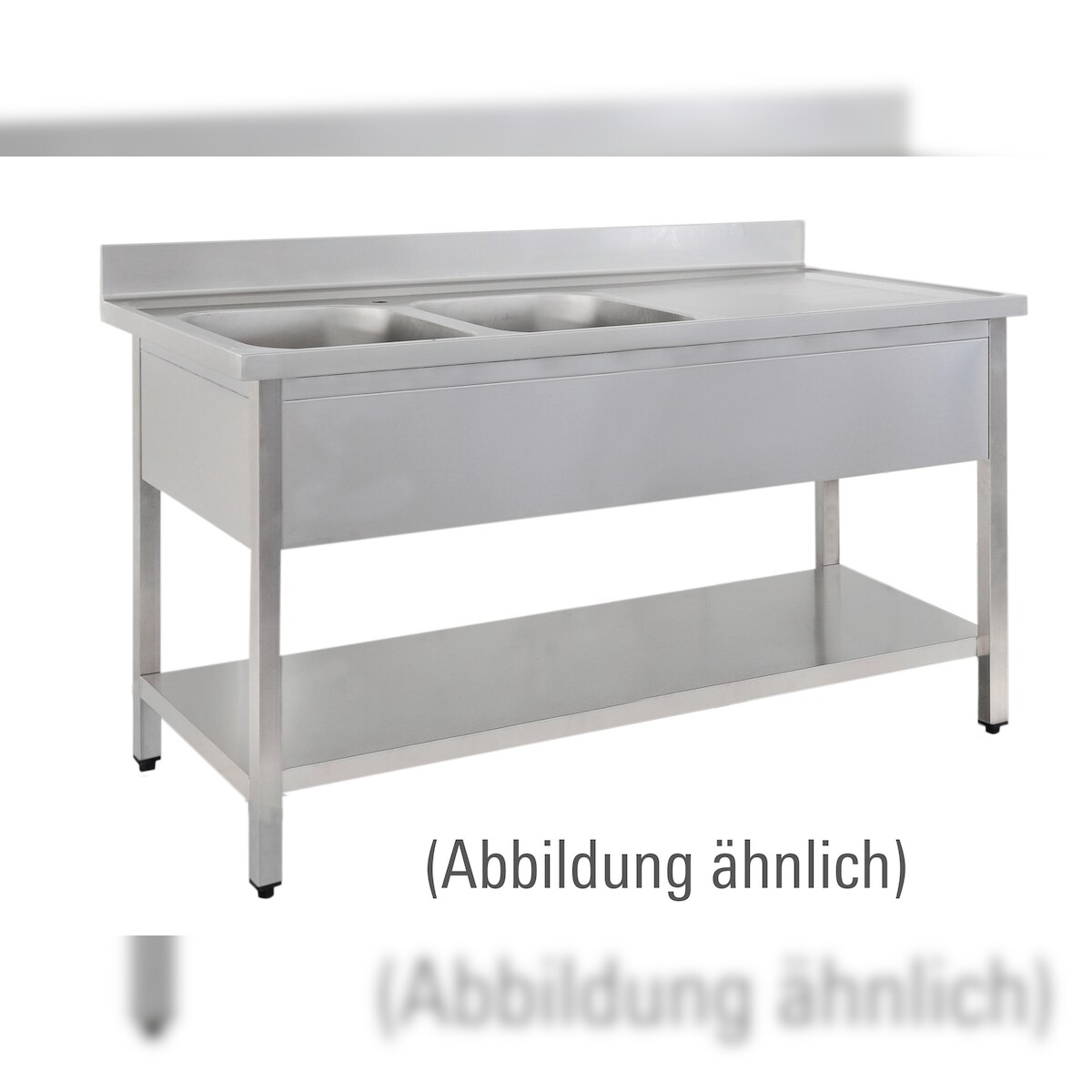 Spültisch mit 100 mm Aufkantung mit Ablageboden 2 Becken links Image