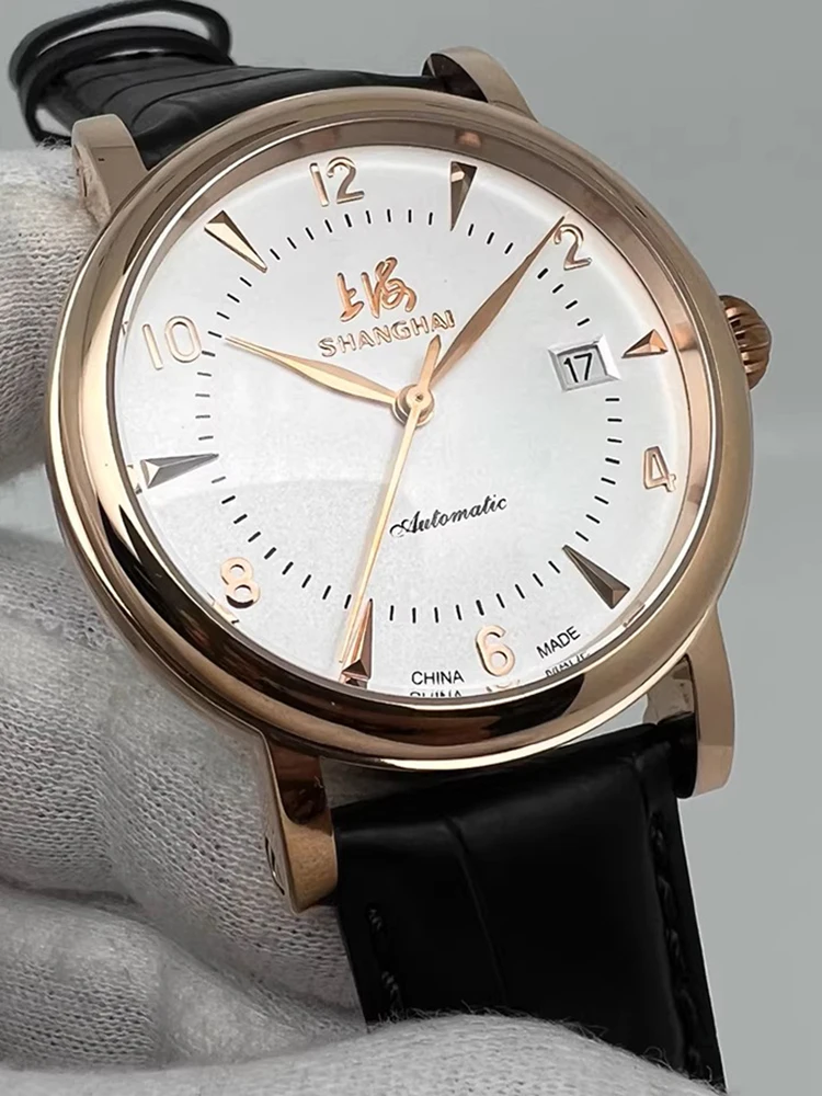 Vintage Shanghai Automatische Uhren 38mm Kleid Uhr Männer Mechanische Armbanduhren Retro Antike China Klassische Uhren Wasserdicht
