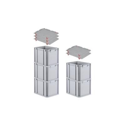 PROREGAL SparSet 5x Eurobox NextGen Economy mit Auflagedeckel & 4x Verschlüsse Rot, Griffe zu, HxBxT 32x30x40cm, 30L, Eurobehälter, Box Image