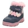 Winterboots SUPERFIT "HUSKY WMS: Mittel", Kinder, Gr. 22, blau (blau, rosa), Veloursleder, Polyester, casual, Schuhe, Klettstiefel mit wasserdichtem GORE TEX, Größenschablone zum Download