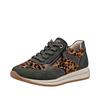 Keilsneaker REMONTE, Damen, Gr. 43, braun (khaki, leo), Leder, Lederimitat, animal-print, sportlich, Schuhe, Schnürschuh, Halbschuh, Casual-Sneaker mit Innenreißverschluss