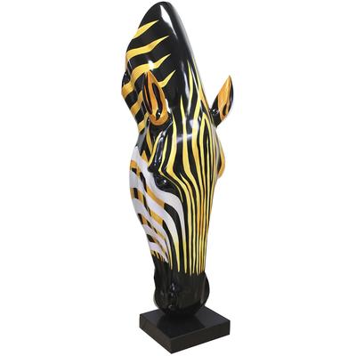Tierfigur GILDE "Skulptur Zebra Zebrakopf orange; schwarz; weiß H. 50 cm", orange, schwarz, weiß, B:19cm H:50cm T:17cm, Kunstharz, Marmor, Dekofiguren Image
