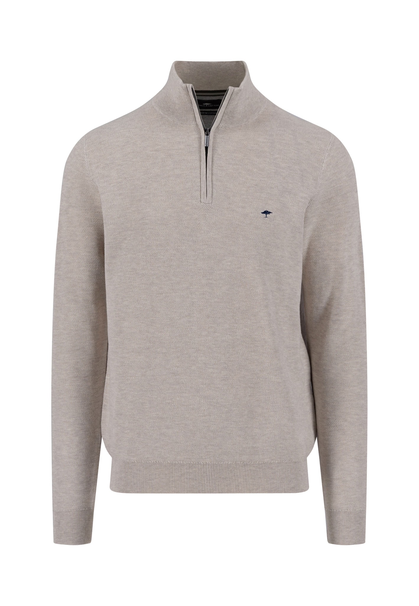Troyer FYNCH-HATTON, Herren, Gr. XL, weiß (winter weiß), Strick, Obermaterial: 100% Baumwolle, unifarben, regular fit taillenbedeckt, Rippbündchen, Pullover, mit Logo Stickerei Image