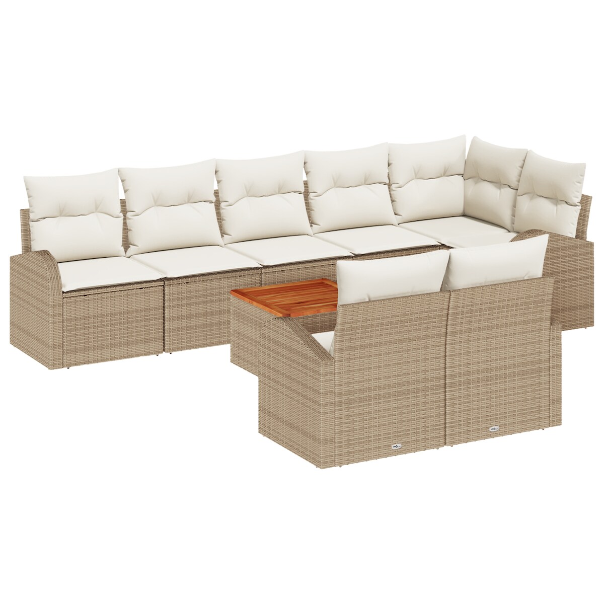 vidaXL 9-teiliges Garten Sofa Set mit Kissen Beige Poly Rattan Akazie Image