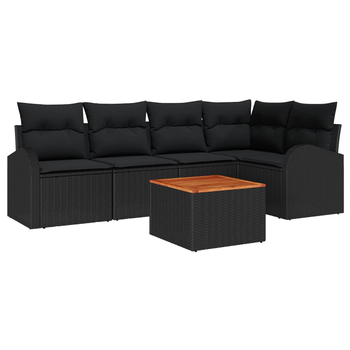 vidaXL 6-teiliges Garten-Sofa-Set mit Kissen Schwarz Poly-Rattan Akazie Image