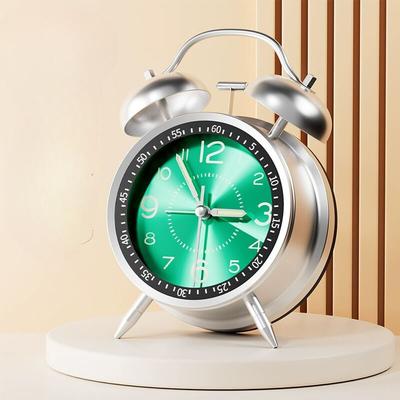 KZQ - Analoger Retro-Wecker – Doppelglocke ohne Ticken – Vintage – wiederaufladbar – lautes Quarz – Image