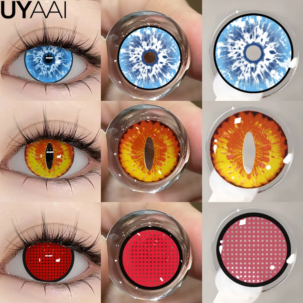 UYAAI Cosplay lentilles de contact colorées Cosplay cosmétiques élèves colorés lentilles de contact jaunes lentille de contact bleue lentille blanche vert