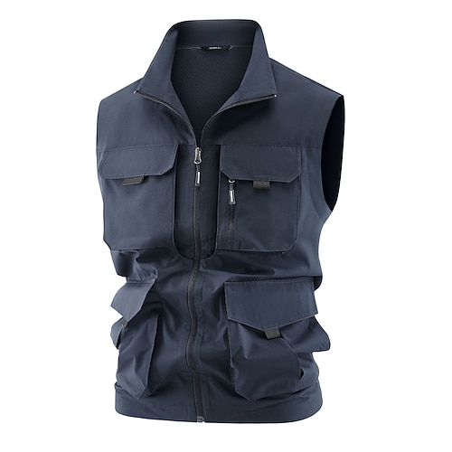 Herren Outdoor-Weste Taktische Jacke Sport im Freien Angeln Campen und Wandern Aktiv Frühling Herbst Mehrere Taschen Mehrlagig Polyester Taktisch Reisverschluss Schwarz Marineblau Khaki Armeegrün Image