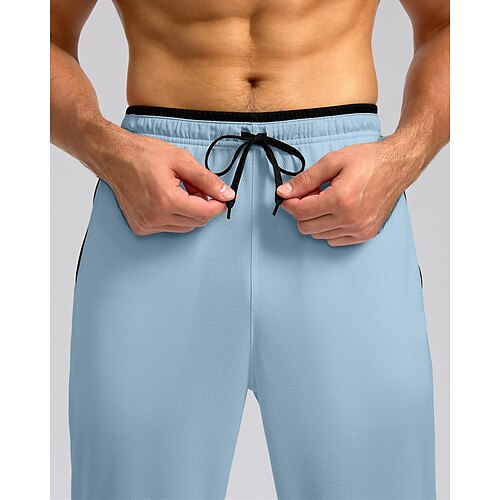 Herren Jogginghose Hose Gerade geschnittene Sweatpants Tasche Elastischer Bund Kordelzug Farbblock Komfort Sport im Freien Täglich Mode Lässig Schwarz 1 # Schwarz Mikroelastisch Image