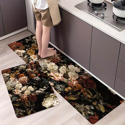 Lange Küchenmatte der Sonnenblumen-Serie – rutschfester, schmutzabweisender und saugfähiger Teppich für den Eingangsbereich Heimgebrauch Image