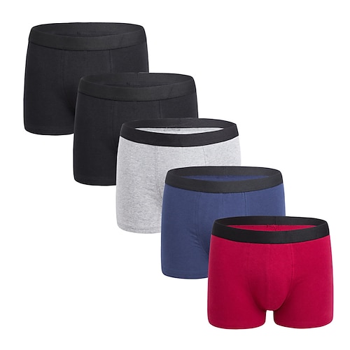 Herren 5er-Pack Boxerslips Unterwäsche Basic Slips Boxershorts Baumwolle Bequem Einfarbig Mittlere Taille 5 Pack-A 5 Pack-B Image
