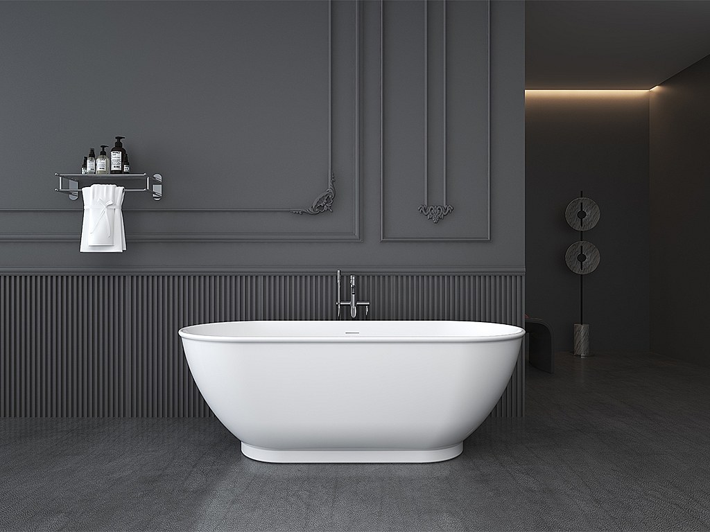 Vasca da bagno freestanding ovale 240 L 170 x 75 x 60 cm Bianco Acrilico - MOBULA