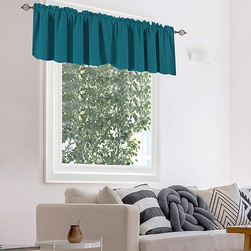 Vorhangvorhänge, Verdunkelungsvorhänge, kurze Vorhänge für kleine Fenster, Sichtschutzvorhänge für Badezimmer oder Schlafzimmer, einfarbig, Volant, lichtblockierend Image