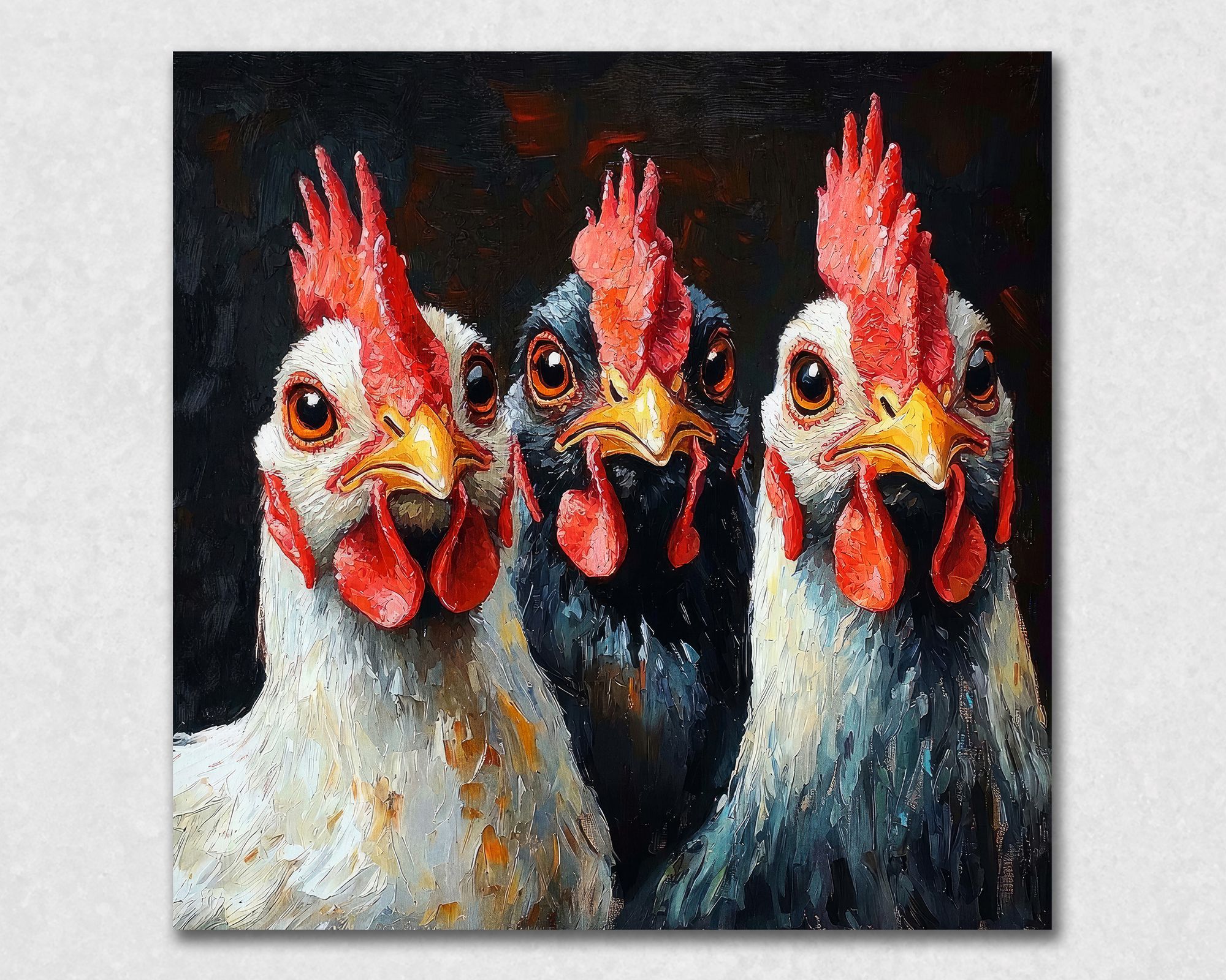 La Casa »Drei Hähne« Ölbild 100x100 cm Image