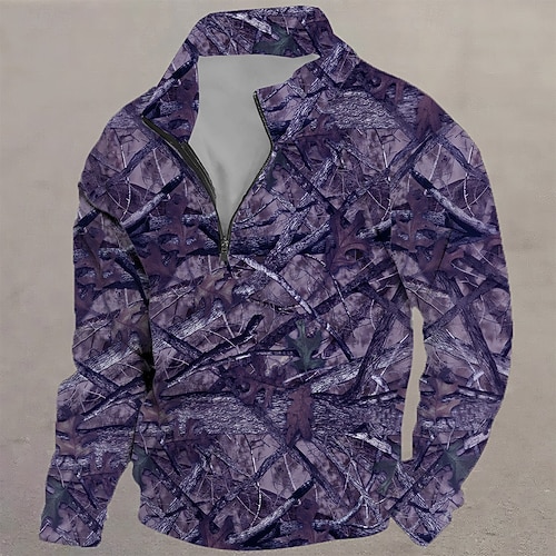 Herren Tarnung Sport Lässig Langarm Reißverschluss Klettern Jagd Rote Purpur Grün Armeegrün Herbst Designer S M L XL XXL XXXL Image