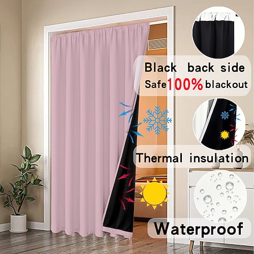 Vorhänge, einfarbig, Verdunkelungsvorhang, moderne, minimalistische, wärmeisolierte Vorhänge für Wohnzimmer, Schlafzimmer, Balkon, Türöffnung, Umkleidekabine, fertige Fensterbehandlung Image