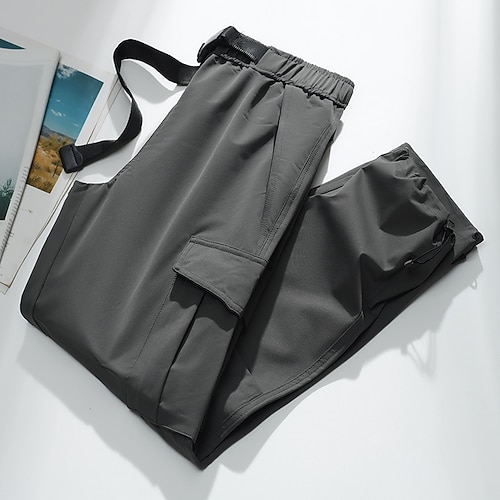 Herren Cargohosen Wanderhosen Regenhose zum Wandern Wasserdichte Hosen Frühling Winter Herbst Außen Normale Passform Wasserdicht Winddicht Unterteile Tasche Dunkelgrau Schwarz Camping / Wandern Laufen Image