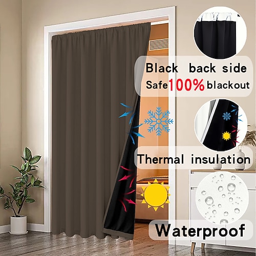 Vorhänge, einfarbig, Verdunkelungsvorhang, moderne, minimalistische, wärmeisolierte Vorhänge für Wohnzimmer, Schlafzimmer, Balkon, Türöffnung, Umkleidekabine, fertige Fensterbehandlung Image
