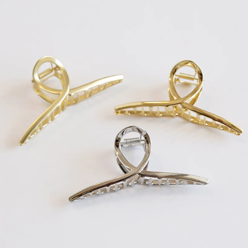 Elegante Gold Silber Hohl Geometrische Metall Haar Klaue Für Frauen Lange Dicke Haar Halter Haar Klaue Clip Mode Haar Zubehör Image